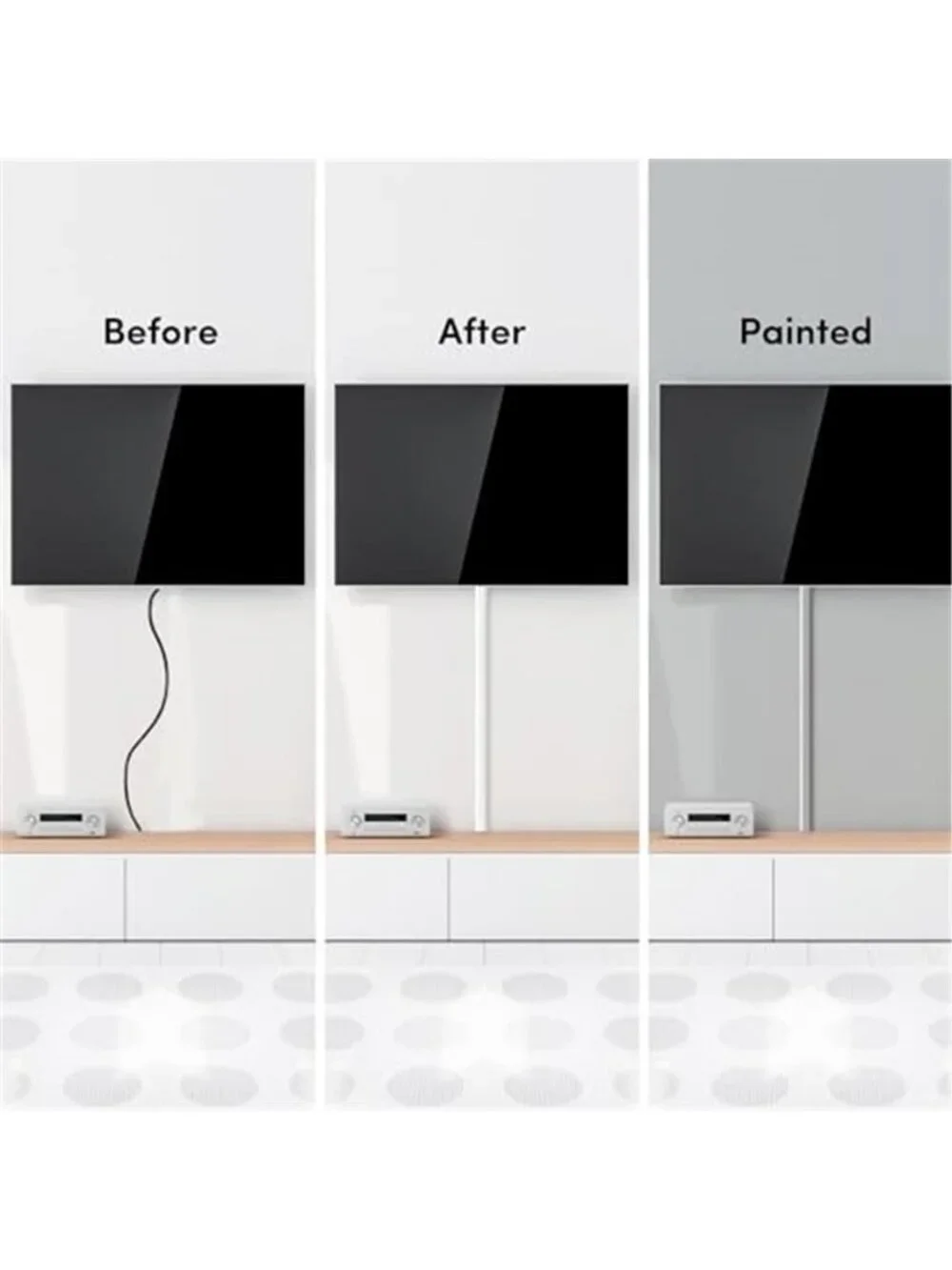 Cable Raceway Cord Hider Wall Wire Cover Cable Management Kit Paintable White